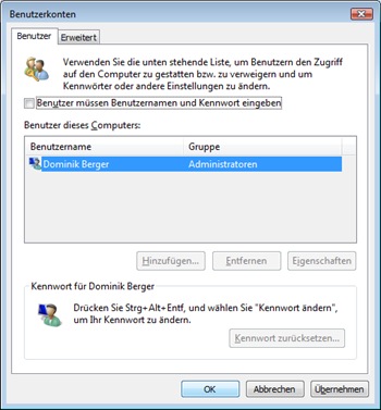 Autologon Windows 7, Windows Vista