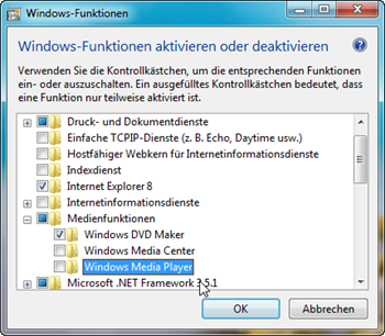 Windows Media Player deaktivieren